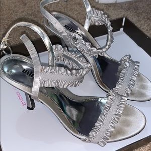 Silver double strap heels